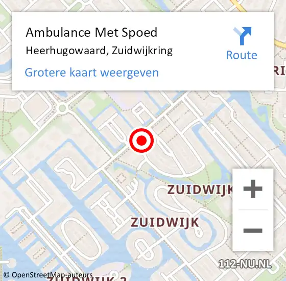 Locatie op kaart van de 112 melding: Ambulance Met Spoed Naar Heerhugowaard, Zuidwijkring op 1 mei 2024 00:45