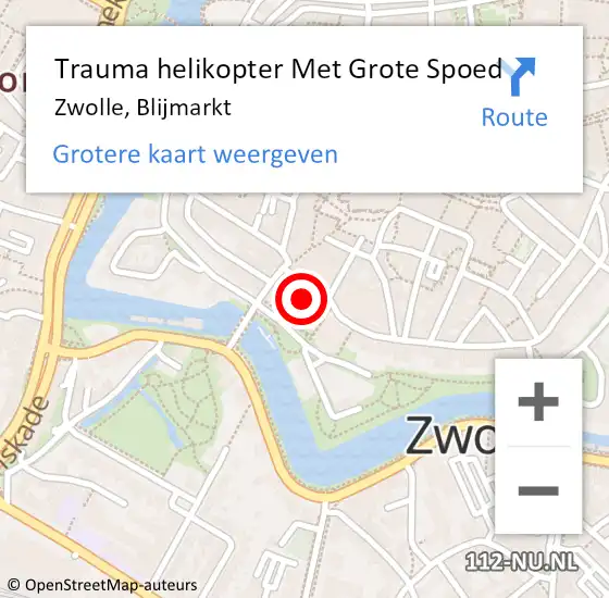 Locatie op kaart van de 112 melding: Trauma helikopter Met Grote Spoed Naar Zwolle, Blijmarkt op 1 mei 2024 00:57