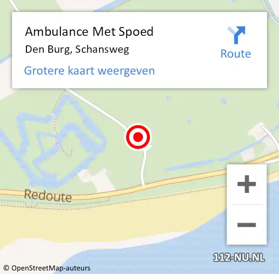 Locatie op kaart van de 112 melding: Ambulance Met Spoed Naar Den Burg, Schansweg op 1 mei 2024 01:07