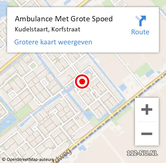 Locatie op kaart van de 112 melding: Ambulance Met Grote Spoed Naar Kudelstaart, Korfstraat op 1 mei 2024 01:39