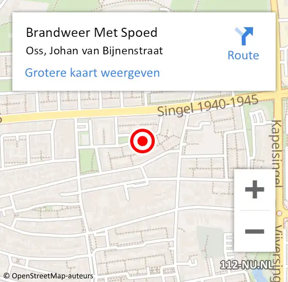 Locatie op kaart van de 112 melding: Brandweer Met Spoed Naar Oss, Johan van Bijnenstraat op 1 mei 2024 02:07