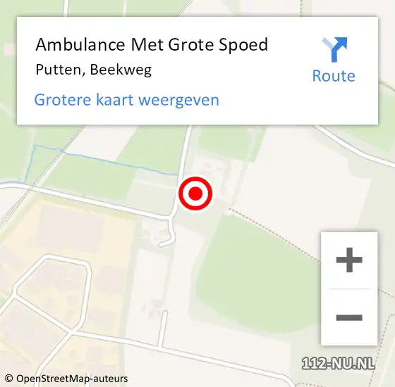 Locatie op kaart van de 112 melding: Ambulance Met Grote Spoed Naar Putten, Beekweg op 4 oktober 2014 09:38