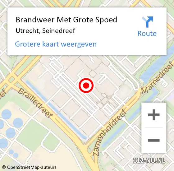 Locatie op kaart van de 112 melding: Brandweer Met Grote Spoed Naar Utrecht, Seinedreef op 1 mei 2024 02:26