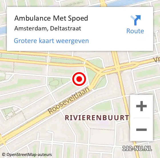 Locatie op kaart van de 112 melding: Ambulance Met Spoed Naar Amsterdam, Deltastraat op 1 mei 2024 02:28