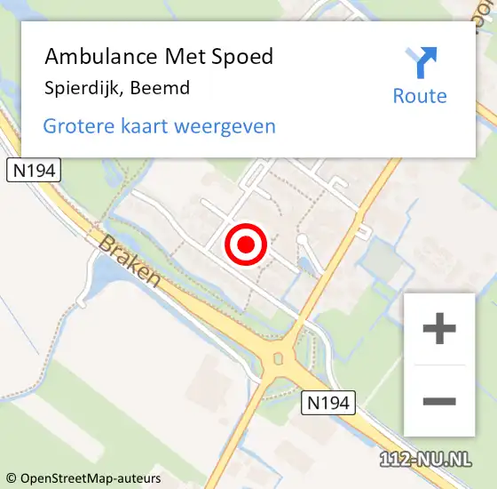 Locatie op kaart van de 112 melding: Ambulance Met Spoed Naar Spierdijk, Beemd op 1 mei 2024 02:39