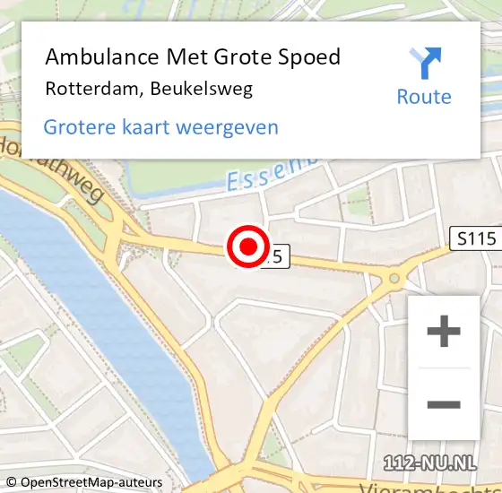 Locatie op kaart van de 112 melding: Ambulance Met Grote Spoed Naar Rotterdam, Beukelsweg op 1 mei 2024 02:59