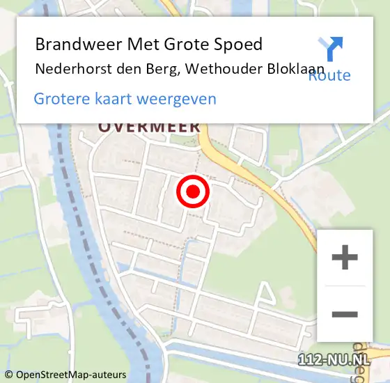 Locatie op kaart van de 112 melding: Brandweer Met Grote Spoed Naar Nederhorst den Berg, Wethouder Bloklaan op 1 mei 2024 03:15