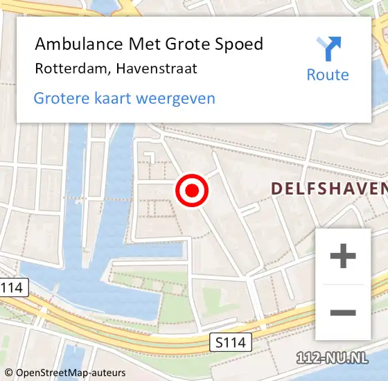 Locatie op kaart van de 112 melding: Ambulance Met Grote Spoed Naar Rotterdam, Havenstraat op 1 mei 2024 03:17