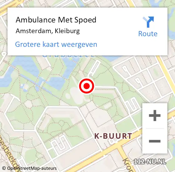 Locatie op kaart van de 112 melding: Ambulance Met Spoed Naar Amsterdam, Kleiburg op 1 mei 2024 03:20