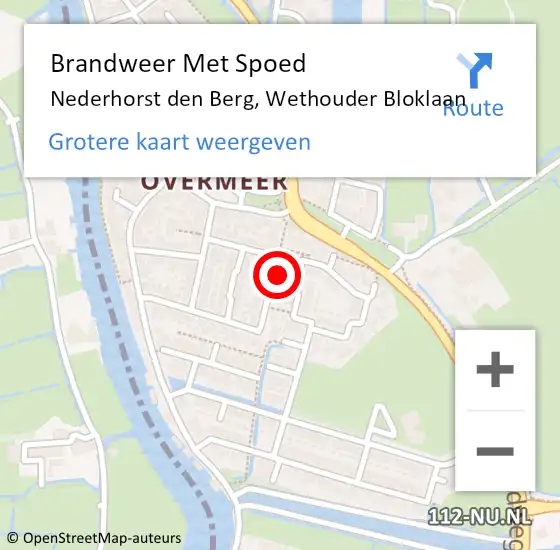 Locatie op kaart van de 112 melding: Brandweer Met Spoed Naar Nederhorst den Berg, Wethouder Bloklaan op 1 mei 2024 04:03