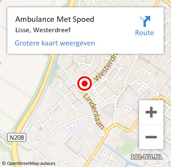 Locatie op kaart van de 112 melding: Ambulance Met Spoed Naar Lisse, Westerdreef op 1 mei 2024 04:10