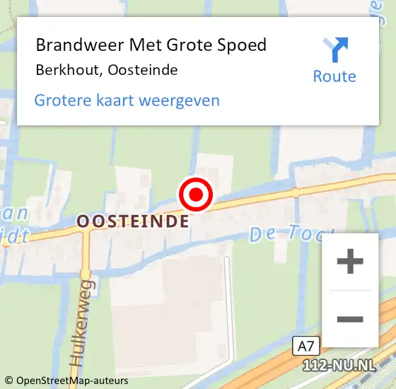 Locatie op kaart van de 112 melding: Brandweer Met Grote Spoed Naar Berkhout, Oosteinde op 1 mei 2024 04:15