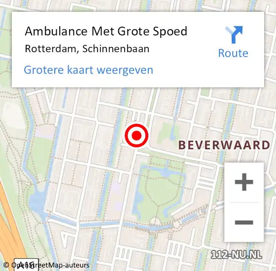 Locatie op kaart van de 112 melding: Ambulance Met Grote Spoed Naar Rotterdam, Schinnenbaan op 1 mei 2024 04:20