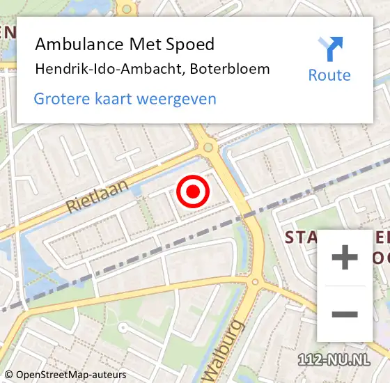 Locatie op kaart van de 112 melding: Ambulance Met Spoed Naar Hendrik-Ido-Ambacht, Boterbloem op 1 mei 2024 04:22