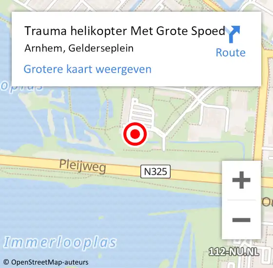Locatie op kaart van de 112 melding: Trauma helikopter Met Grote Spoed Naar Arnhem, Gelderseplein op 1 mei 2024 04:44