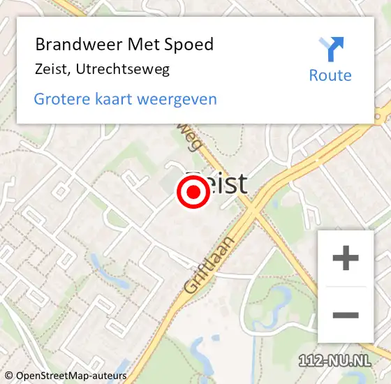 Locatie op kaart van de 112 melding: Brandweer Met Spoed Naar Zeist, Utrechtseweg op 1 mei 2024 04:54
