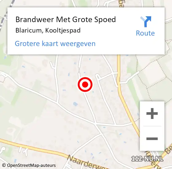 Locatie op kaart van de 112 melding: Brandweer Met Grote Spoed Naar Blaricum, Kooltjespad op 1 mei 2024 04:58