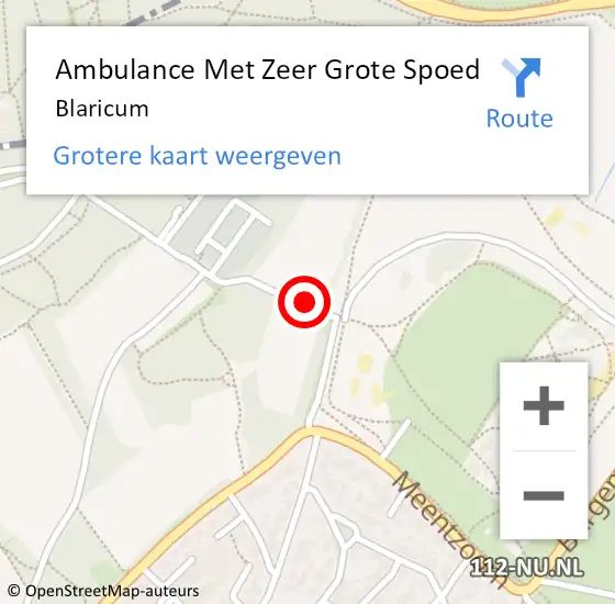 Locatie op kaart van de 112 melding: Ambulance Met Zeer Grote Spoed Naar Blaricum op 1 mei 2024 04:59