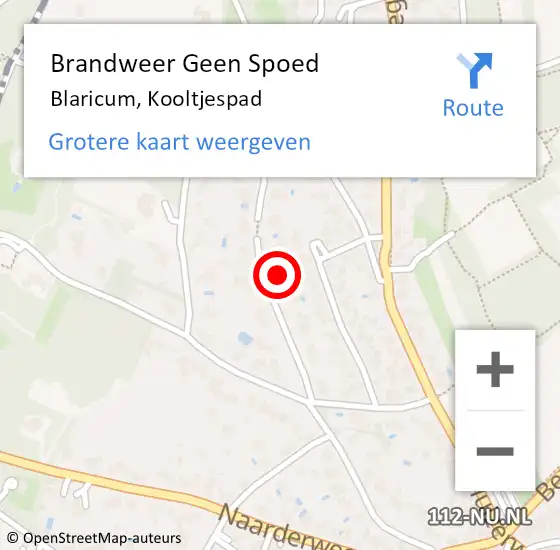 Locatie op kaart van de 112 melding: Brandweer Geen Spoed Naar Blaricum, Kooltjespad op 1 mei 2024 05:02