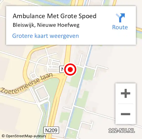 Locatie op kaart van de 112 melding: Ambulance Met Grote Spoed Naar Bleiswijk, Nieuwe Hoefweg op 1 mei 2024 05:17