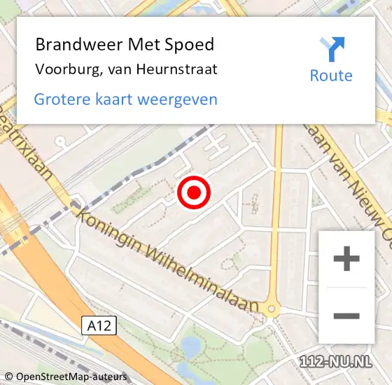 Locatie op kaart van de 112 melding: Brandweer Met Spoed Naar Voorburg, van Heurnstraat op 1 mei 2024 05:26