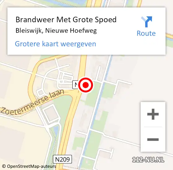 Locatie op kaart van de 112 melding: Brandweer Met Grote Spoed Naar Bleiswijk, Nieuwe Hoefweg op 1 mei 2024 05:27