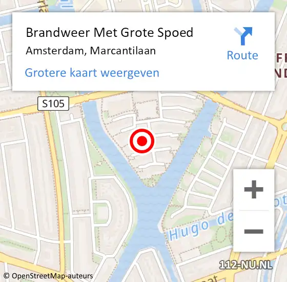 Locatie op kaart van de 112 melding: Brandweer Met Grote Spoed Naar Amsterdam, Marcantilaan op 1 mei 2024 05:36