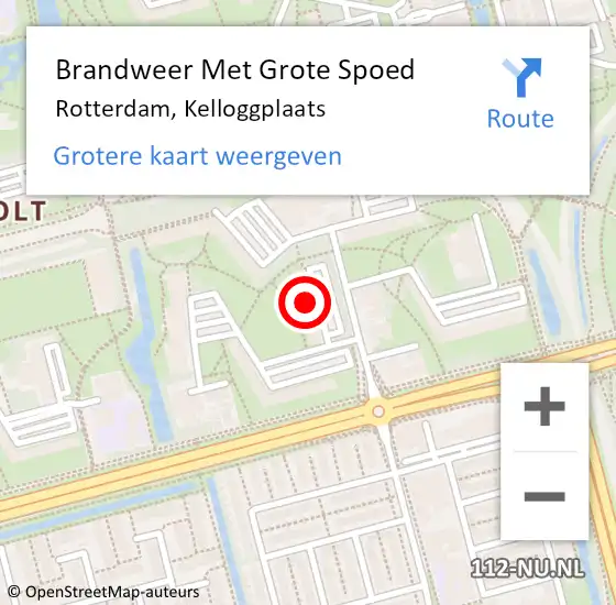 Locatie op kaart van de 112 melding: Brandweer Met Grote Spoed Naar Rotterdam, Kelloggplaats op 1 mei 2024 06:30