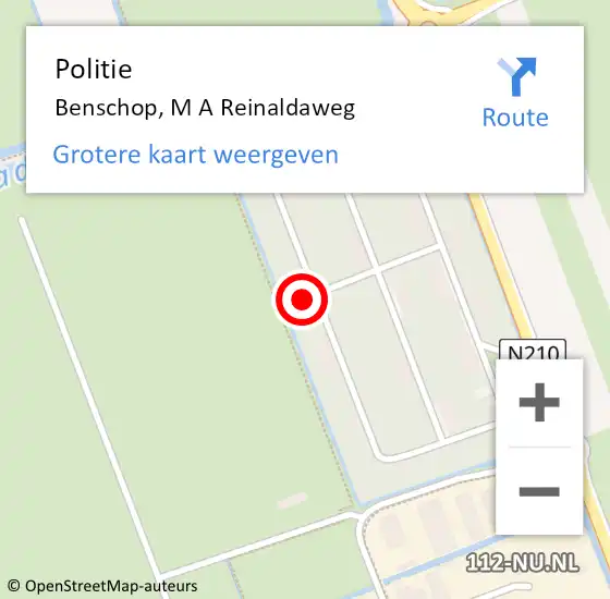 Locatie op kaart van de 112 melding: Politie Benschop, M A Reinaldaweg op 1 mei 2024 06:38