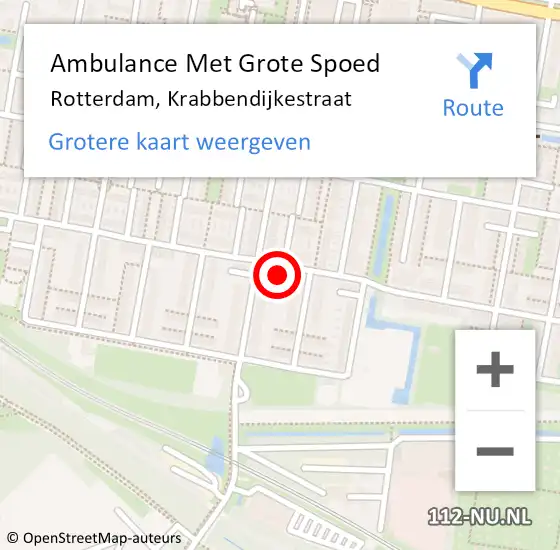Locatie op kaart van de 112 melding: Ambulance Met Grote Spoed Naar Rotterdam, Krabbendijkestraat op 1 mei 2024 06:41