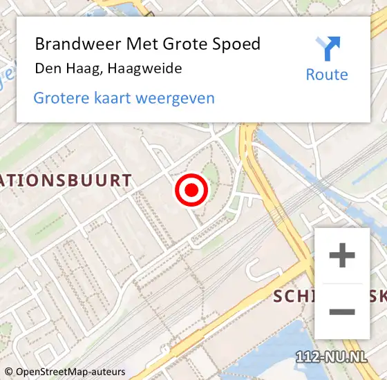 Locatie op kaart van de 112 melding: Brandweer Met Grote Spoed Naar Den Haag, Haagweide op 1 mei 2024 07:02