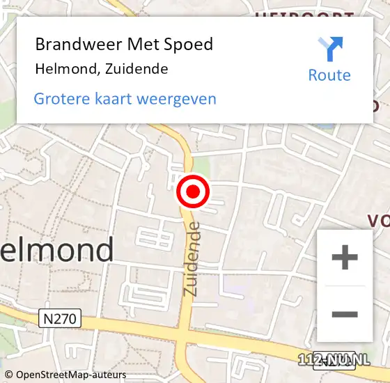 Locatie op kaart van de 112 melding: Brandweer Met Spoed Naar Helmond, Zuidende op 1 mei 2024 07:10