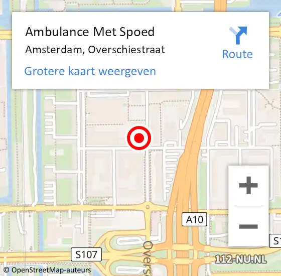 Locatie op kaart van de 112 melding: Ambulance Met Spoed Naar Amsterdam, Overschiestraat op 1 mei 2024 07:12