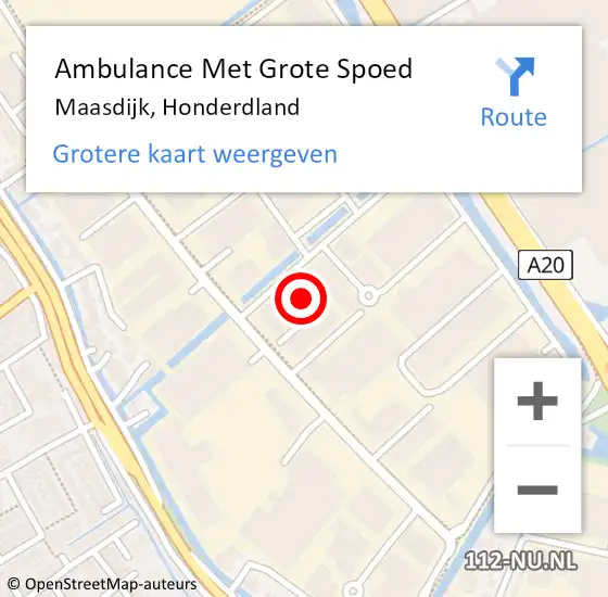 Locatie op kaart van de 112 melding: Ambulance Met Grote Spoed Naar Maasdijk, Honderdland op 1 mei 2024 07:15