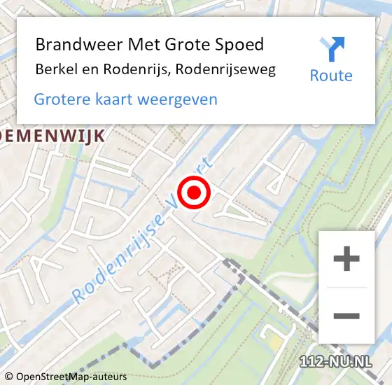 Locatie op kaart van de 112 melding: Brandweer Met Grote Spoed Naar Berkel en Rodenrijs, Rodenrijseweg op 1 mei 2024 07:15