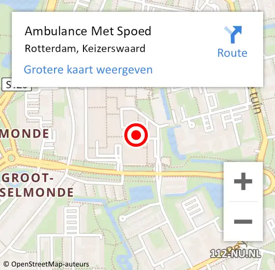Locatie op kaart van de 112 melding: Ambulance Met Spoed Naar Rotterdam, Keizerswaard op 1 mei 2024 07:30