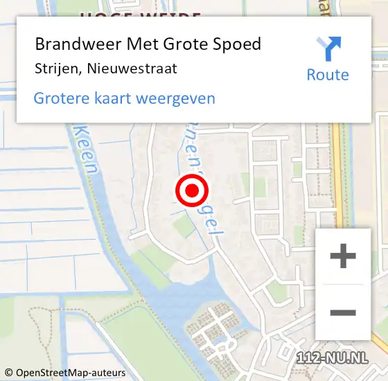 Locatie op kaart van de 112 melding: Brandweer Met Grote Spoed Naar Strijen, Nieuwestraat op 1 mei 2024 07:41