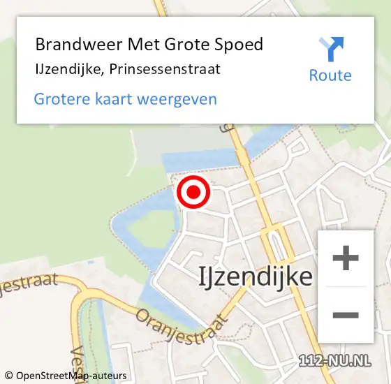Locatie op kaart van de 112 melding: Brandweer Met Grote Spoed Naar IJzendijke, Prinsessenstraat op 1 mei 2024 08:01