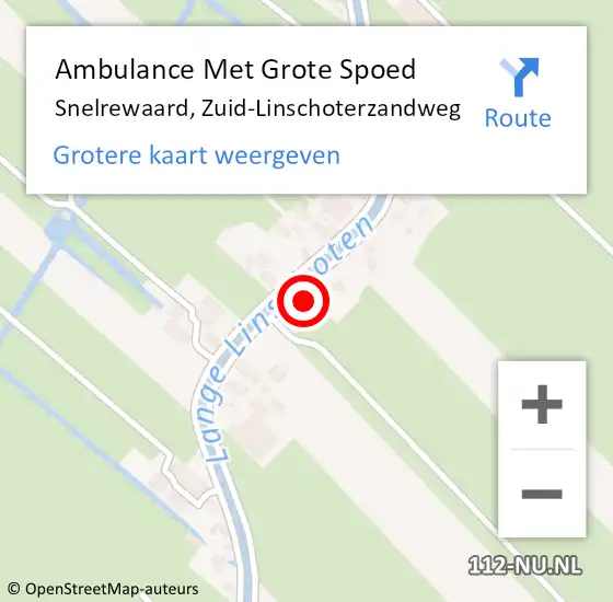 Locatie op kaart van de 112 melding: Ambulance Met Grote Spoed Naar Snelrewaard, Zuid-Linschoterzandweg op 1 mei 2024 08:06
