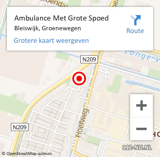 Locatie op kaart van de 112 melding: Ambulance Met Grote Spoed Naar Bleiswijk, Groenewegen op 1 mei 2024 08:12