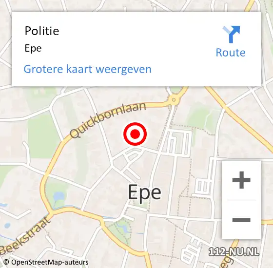 Locatie op kaart van de 112 melding: Politie Epe op 1 mei 2024 08:24