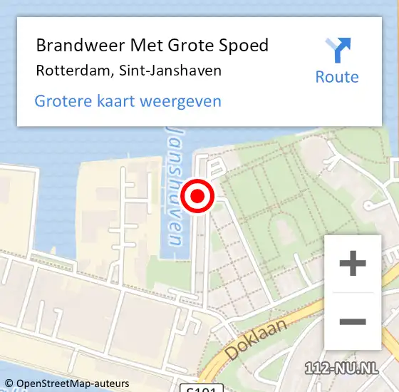 Locatie op kaart van de 112 melding: Brandweer Met Grote Spoed Naar Rotterdam, Sint-Janshaven op 1 mei 2024 08:29