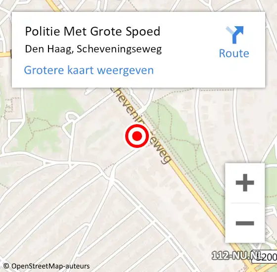 Locatie op kaart van de 112 melding: Politie Met Grote Spoed Naar Den Haag, Scheveningseweg op 1 mei 2024 08:34