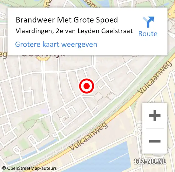 Locatie op kaart van de 112 melding: Brandweer Met Grote Spoed Naar Vlaardingen, 2e van Leyden Gaelstraat op 1 mei 2024 08:39
