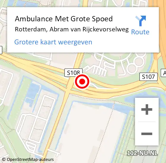 Locatie op kaart van de 112 melding: Ambulance Met Grote Spoed Naar Rotterdam, Abram van Rijckevorselweg op 1 mei 2024 08:42