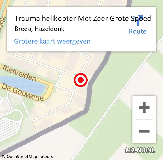 Locatie op kaart van de 112 melding: Trauma helikopter Met Zeer Grote Spoed Naar Breda, Hazeldonk op 1 mei 2024 08:43