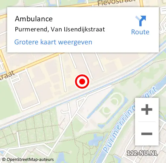 Locatie op kaart van de 112 melding: Ambulance Purmerend, Van IJsendijkstraat op 1 mei 2024 08:53