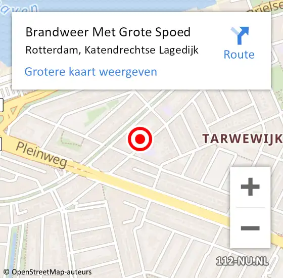 Locatie op kaart van de 112 melding: Brandweer Met Grote Spoed Naar Rotterdam, Katendrechtse Lagedijk op 1 mei 2024 09:02