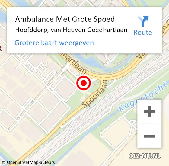 Locatie op kaart van de 112 melding: Ambulance Met Grote Spoed Naar Hoofddorp, van Heuven Goedhartlaan op 1 mei 2024 09:03
