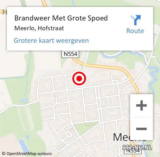 Locatie op kaart van de 112 melding: Brandweer Met Grote Spoed Naar Meerlo, Hofstraat op 1 mei 2024 09:19